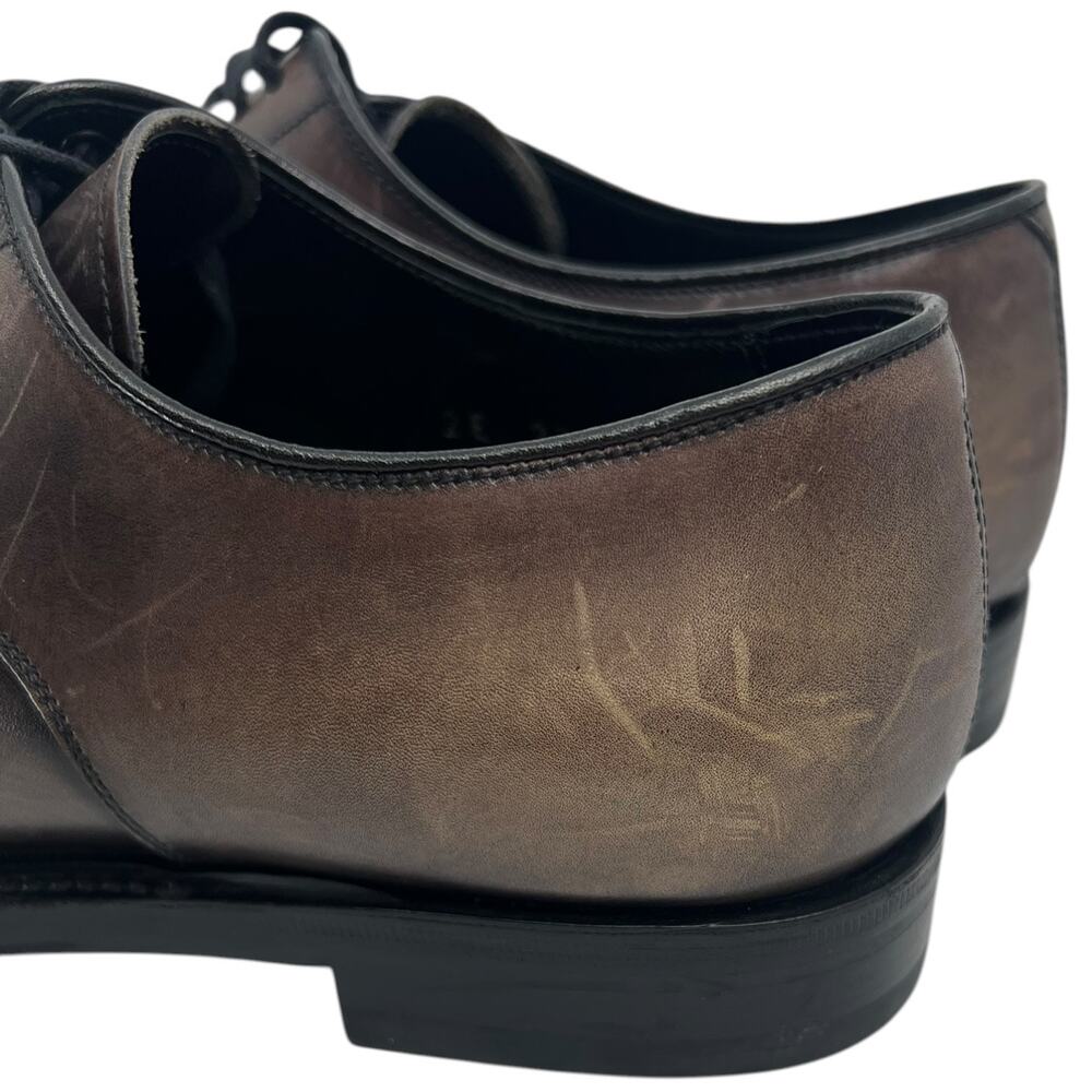 Prada Brown Leather Derby Dress Shoes Made in Italy Lace Up Minimalist Luxury 9 - Picture 7 of 14